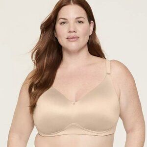 Cacique Lane Bryant 46C Balconette Bra Wireless Cafe Beige Backsmoother Lined